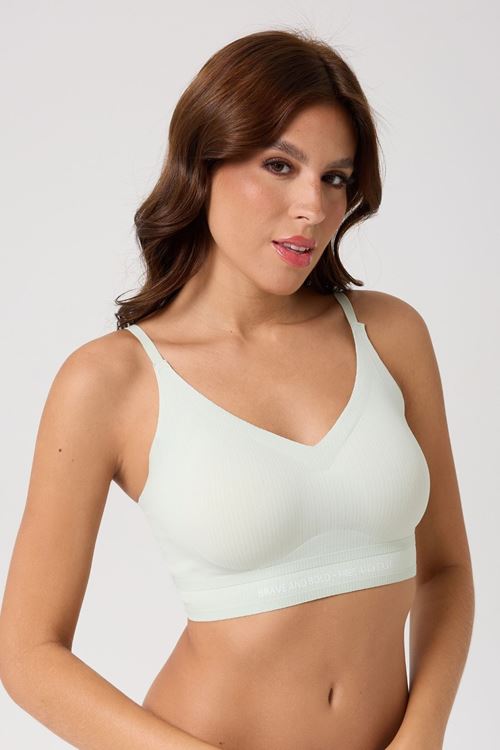 Leswear Lazer Kesim Mint Yeşili Renk Sütyen – Dikişsiz Konfor