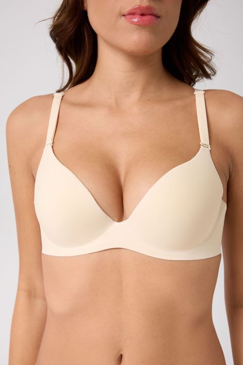 Leswear Sütyen Lazer Kesim Açık Krem Renk Sütyen - Dolgulu Sütyen - Askısı Çıkarılabilir