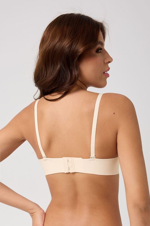 Leswear Sütyen Lazer Kesim Açık Krem Renk Sütyen - Dolgulu Sütyen - Askısı Çıkarılabilir