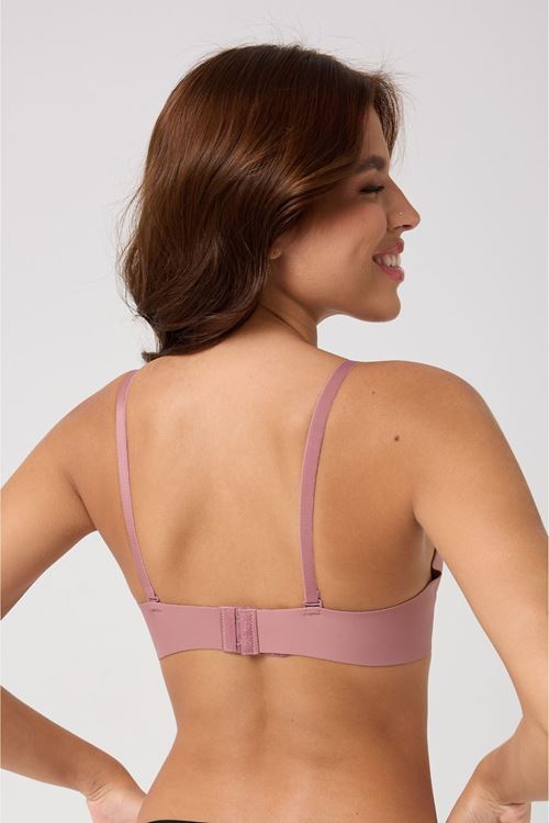 Leswear Sütyen Lazer Kesim Gül Kurusu Renk Sütyen - Dolgulu Sütyen - Askısı Çıkarılabilir