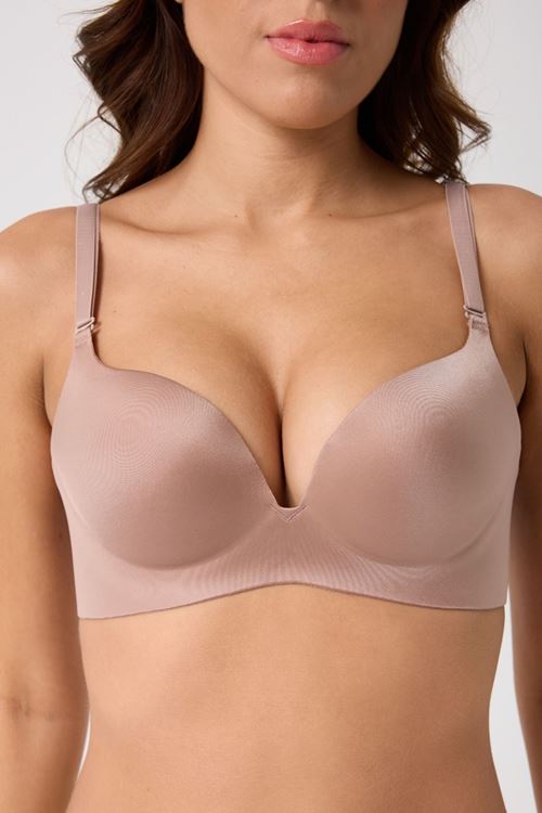 Leswear Sütyen Lazer Kesim Gül Kurusu Renk Sütyen - Dolgulu Sütyen - Askısı Çıkarılabilir