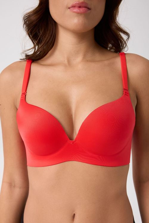Leswear Sütyen Lazer Kesim Kırmızı Renk Sütyen - Dolgulu Sütyen - Askısı Çıkarılabilir