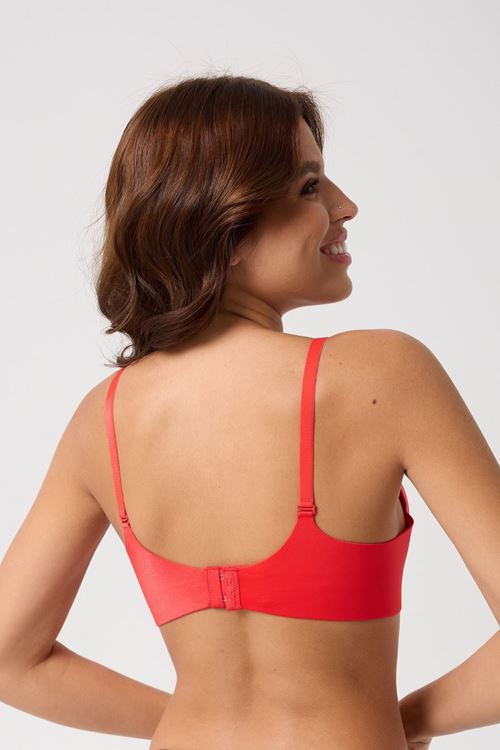 Leswear Sütyen Lazer Kesim Kırmızı Renk Sütyen - Dolgulu Sütyen - Askısı Çıkarılabilir