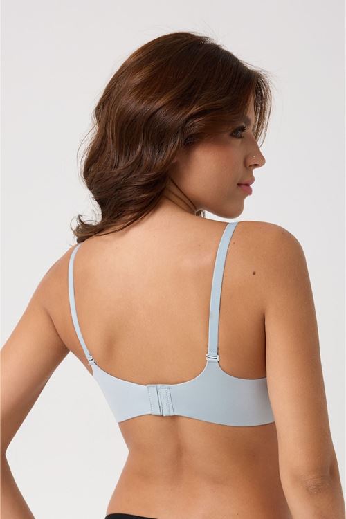 Leswear Sütyen Lazer Kesim Mavi Renk Sütyen - Dolgulu Sütyen - Askısı Çıkarılabilir