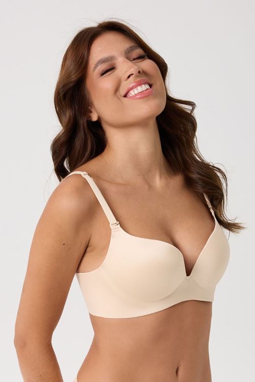 Leswear Sütyen Lazer Kesim Ten Renk Sütyen - Dolgulu Sütyen - Askısı Çıkarılabilir