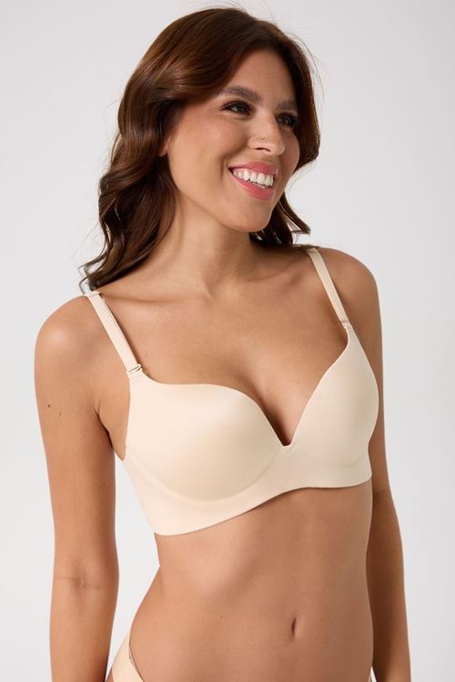 Leswear Sütyen Lazer Kesim Ten Renk Sütyen - Dolgulu Sütyen - Askısı Çıkarılabilir