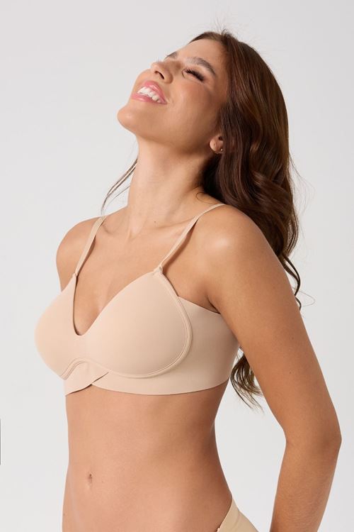 Leswear Sütyen Lazer Kesim Bej Renk Sütyen - Dolgulu Sütyen - Askısı Çıkarılabilir