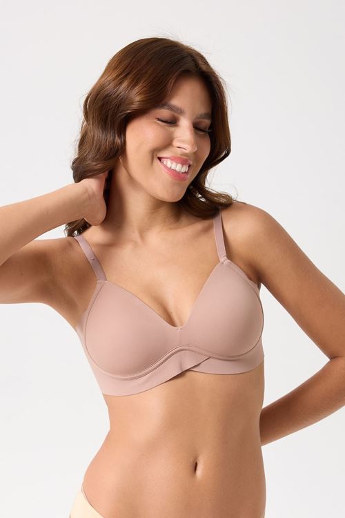 Leswear Sütyen Lazer Kesim Gül Kurusu Renk Sütyen - Dolgulu Sütyen - Askısı Çıkarılabilir