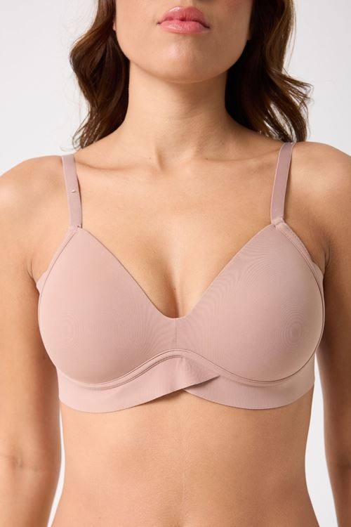 Leswear Sütyen Lazer Kesim Gül Kurusu Renk Sütyen - Dolgulu Sütyen - Askısı Çıkarılabilir