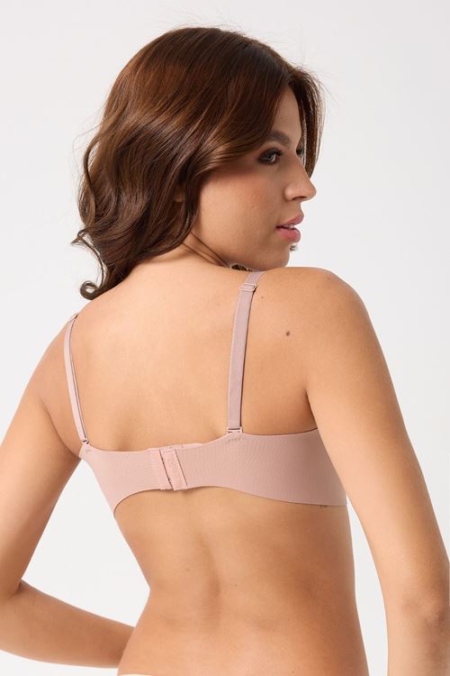 Leswear Sütyen Lazer Kesim Gül Kurusu Renk Sütyen - Dolgulu Sütyen - Askısı Çıkarılabilir