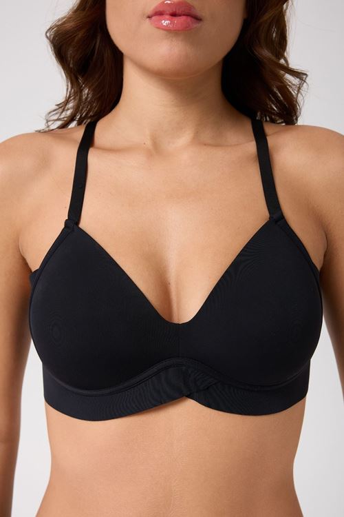 Leswear Sütyen Lazer Kesim Siyah Renk Sütyen - Dolgulu Sütyen - Askısı Çıkarılabilir