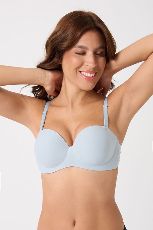 Leswear Sütyen Lazer Kesim Açık Mavi Sütyen - Dolgulu Sütyen - Askısı Çıkarılabilir