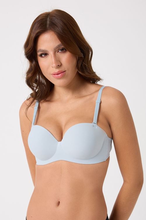 Leswear Sütyen Lazer Kesim Açık Mavi Sütyen - Dolgulu Sütyen - Askısı Çıkarılabilir