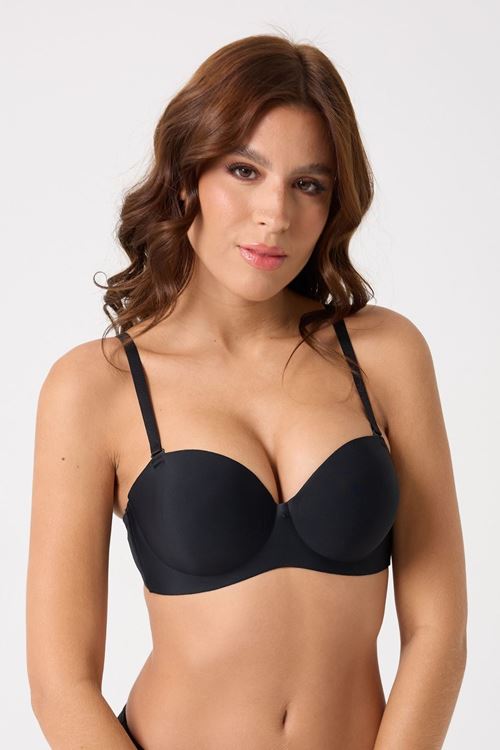 Leswear Sütyen Lazer Kesim Siyah Sütyen - Dolgulu Sütyen - Askısı Çıkarılabilir