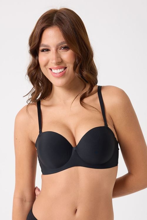 Leswear Sütyen Lazer Kesim Siyah Sütyen - Dolgulu Sütyen - Askısı Çıkarılabilir