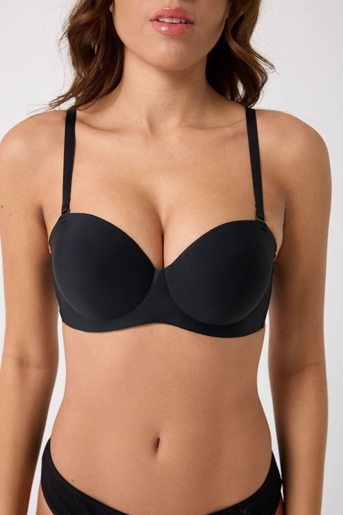 Leswear Sütyen Lazer Kesim Siyah Sütyen - Dolgulu Sütyen - Askısı Çıkarılabilir