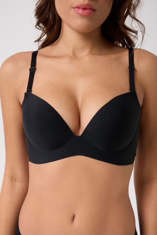 Leswear Sütyen Lazer Kesim Siyah Sütyen - Dolgulu Sütyen - Askısı Çıkarılabilir