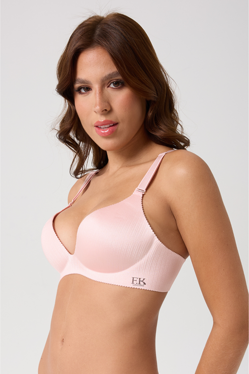 Leswear Sütyen Lazer Kesim Açık Pembe Sütyen - Dolgulu Sütyen - Askısı Çıkarılabilir