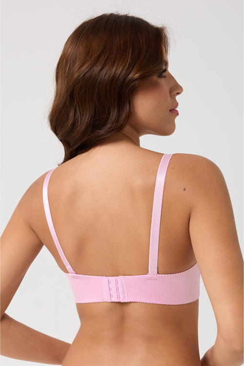 Leswear Sütyen Lazer Kesim Pembe Sütyen - Dolgulu Sütyen - Askısı Çıkarılabilir