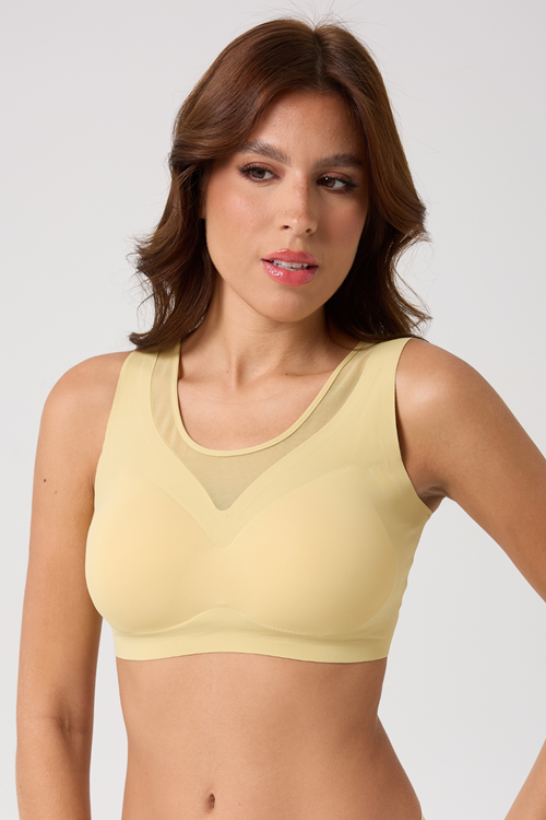 Leswear Sütyen Lazer Kesim Limon Sarısı Renk Sütyen – Canlı Konfor