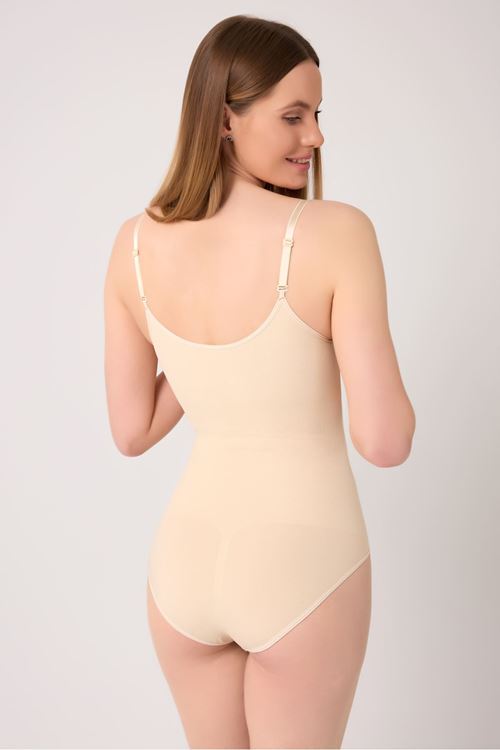 Leswear İnceltici ve Toparlayıcı Etkili Vücut Sıkılaştırıcı Seamless Zıbın Korse Ten