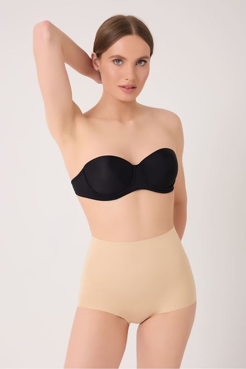 Leswear Slip Korse Göbek Alt Karın Bel ve Basen Toparlayıcı Lazer Kesim Ten Rengi Yüksek Bel Korse