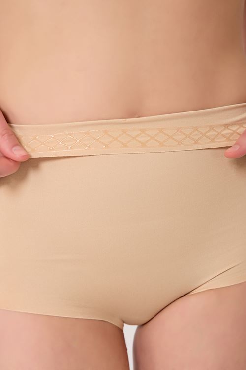 Leswear Slip Korse Göbek Alt Karın Bel ve Basen Toparlayıcı Lazer Kesim Ten Rengi Yüksek Bel Korse