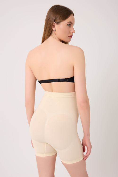 Leswear Yüksek Bel Paçalı Seamless Korse Ten Rengi Basen Toparlayıcı Bel İnceltici Kalça Sıkılaştırıcı