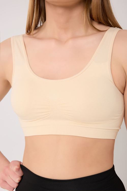 Leswear Göğüs Toparlayıcı Kalın Askılı Korse Büstiyer Ten Rengi Sütyen