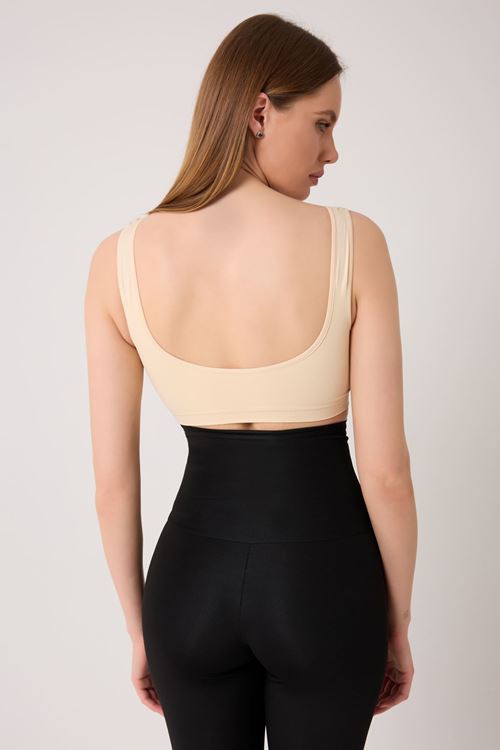 Leswear Göğüs Toparlayıcı Kalın Askılı Korse Büstiyer Ten Rengi Sütyen