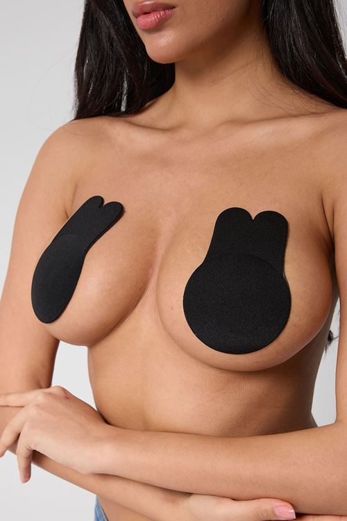 Leswear Yapışkanlı Silikon Sütyen Siyah Push Up Göğüs Dikleştirici Göğüs Ucu Kapatıcı