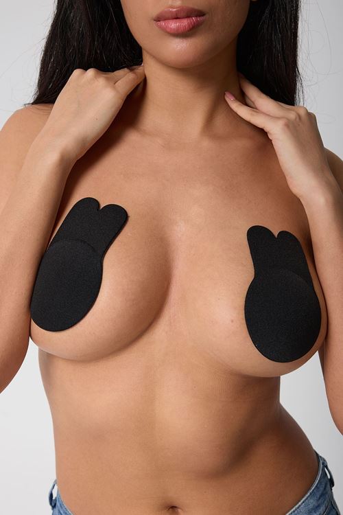 Leswear Yapışkanlı Silikon Sütyen Siyah Push Up Göğüs Dikleştirici Göğüs Ucu Kapatıcı