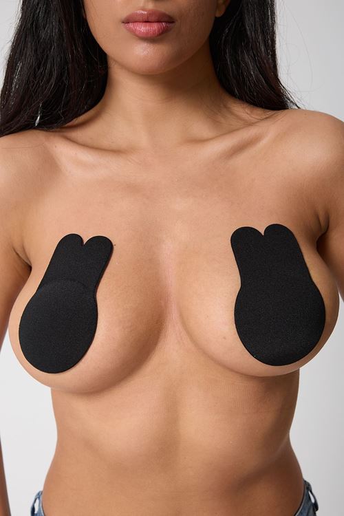 Leswear Yapışkanlı Silikon Sütyen Siyah Push Up Göğüs Dikleştirici Göğüs Ucu Kapatıcı