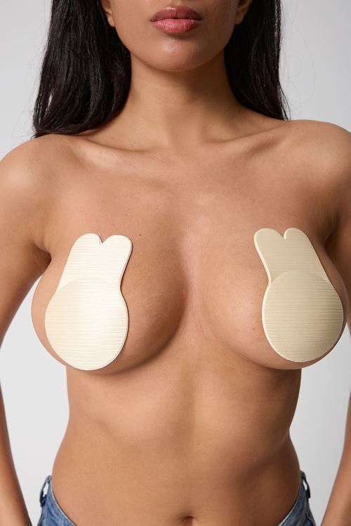 Leswear Yapışkanlı Silikon Sütyen Ekru Renk Push Up Göğüs Dikleştirici Göğüs Ucu Kapatıcı