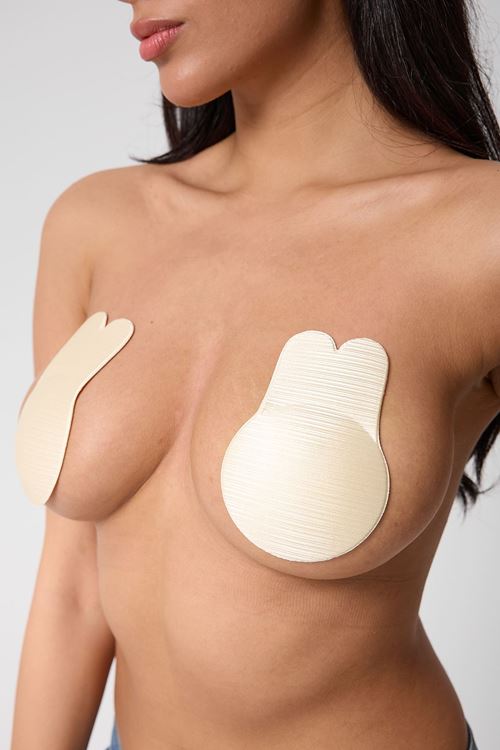 Leswear Yapışkanlı Silikon Sütyen Ekru Renk Push Up Göğüs Dikleştirici Göğüs Ucu Kapatıcı