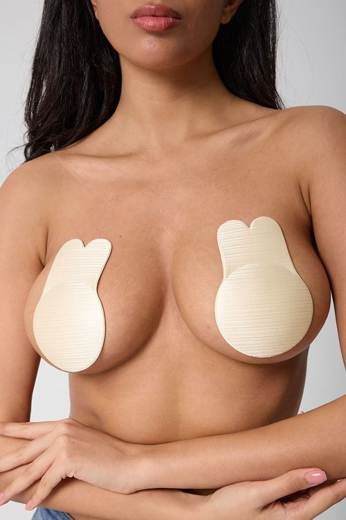 Leswear Yapışkanlı Silikon Sütyen Ekru Renk Push Up Göğüs Dikleştirici Göğüs Ucu Kapatıcı