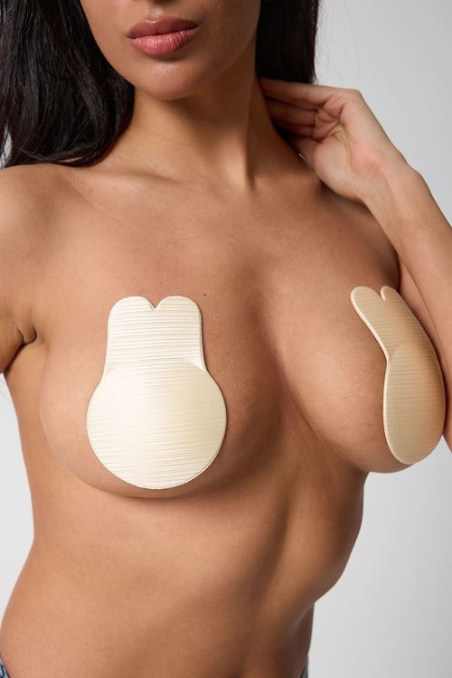 Leswear Yapışkanlı Silikon Sütyen Ekru Renk Push Up Göğüs Dikleştirici Göğüs Ucu Kapatıcı